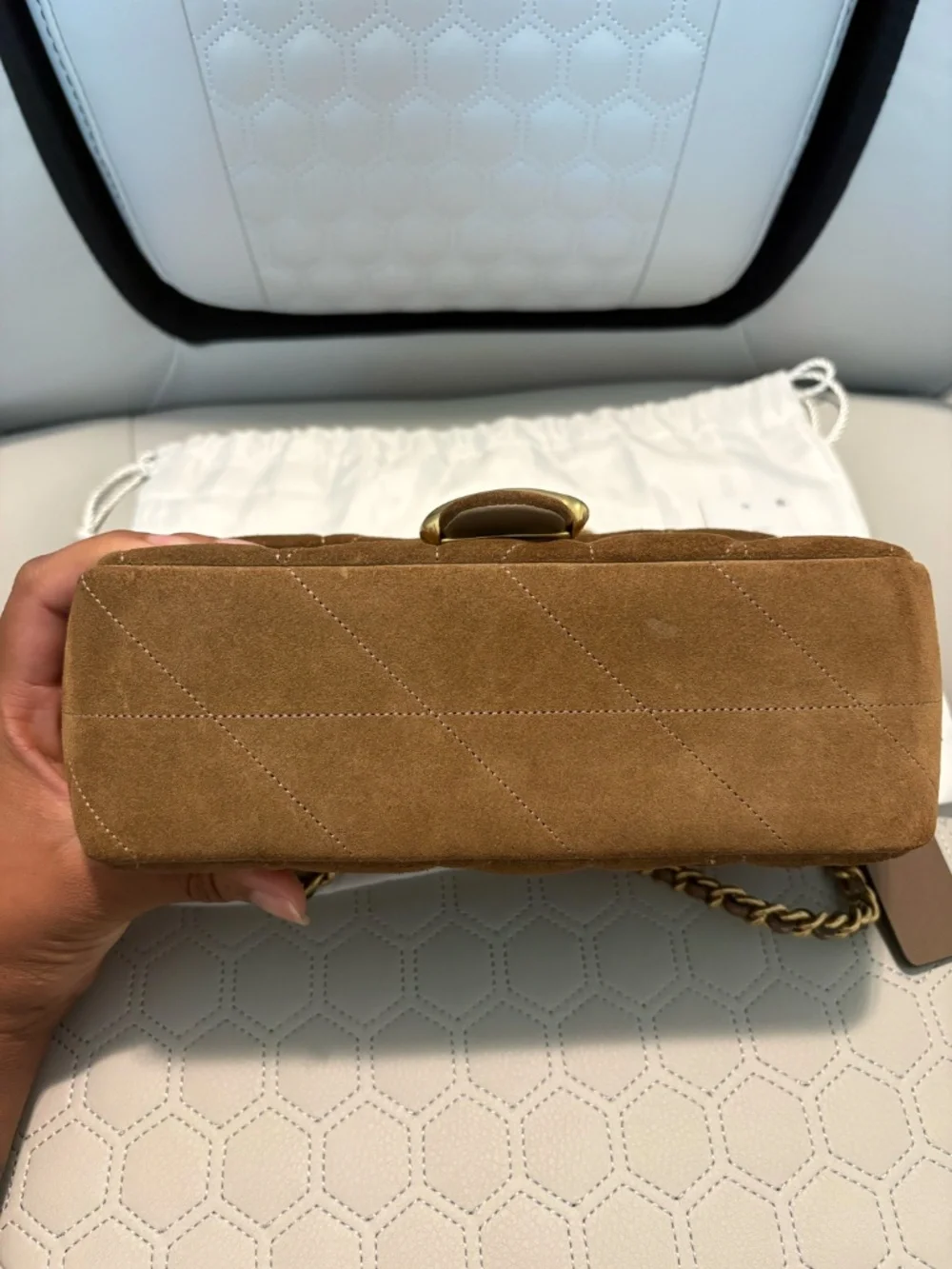COACH Quilted Tabby Shoulder Bag 20 in Suede Cedar - Picture 10 of 11